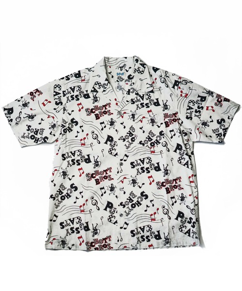 schott(ショット)の「【Schott×Uncut Bound/ショット×アンカットバウンド】別注ハワイアンアロハシャツ PUSSY CATS(シャツ/ブラウス・メンズ・ホワイト/ブラック・S/M/L/XL/X-LARGE/SMALL/LARGE/MEDIUM)」の4枚目の写真