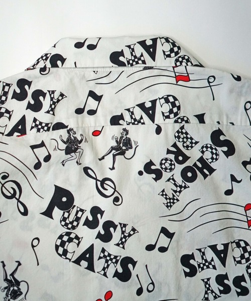 schott(ショット)の「【Schott×Uncut Bound/ショット×アンカットバウンド】別注ハワイアンアロハシャツ PUSSY CATS(シャツ/ブラウス・メンズ・ホワイト/ブラック・S/M/L/XL/X-LARGE/SMALL/LARGE/MEDIUM)」の11枚目の写真