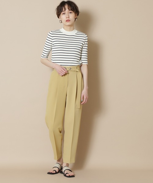 N.（N. Natural Beauty Basic）（エヌエヌナチュラルビューティーベーシック）の「◆総針ボトルネック五分袖ニット（ニット/セーター・レディース・ブラック/オフホワイト/ホワイト×ネイビー/ブラウン/ベージュ/ライトグリーン・MEDIUM）」の13枚目の写真