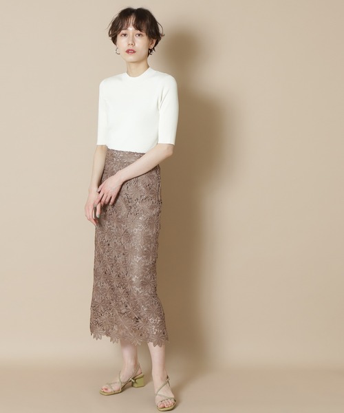 N.（N. Natural Beauty Basic）（エヌエヌナチュラルビューティーベーシック）の「◆総針ボトルネック五分袖ニット（ニット/セーター・レディース・ブラック/オフホワイト/ホワイト×ネイビー/ブラウン/ベージュ/ライトグリーン・MEDIUM）」の17枚目の写真