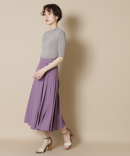 N.（N. Natural Beauty Basic）（エヌエヌナチュラルビューティーベーシック）の「◆総針ボトルネック五分袖ニット（ニット/セーター・レディース・ブラック/オフホワイト/ホワイト×ネイビー/ブラウン/ベージュ/ライトグリーン・MEDIUM）」の12枚目の写真