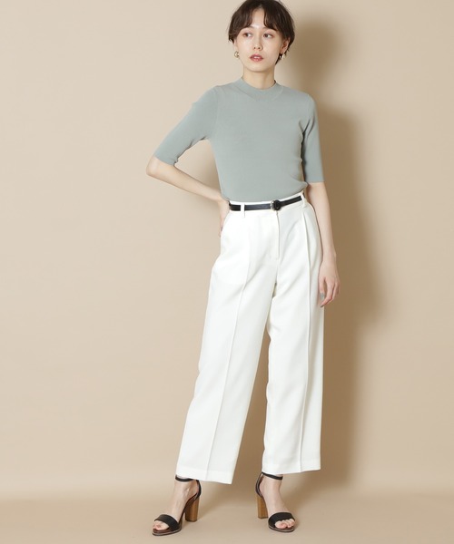 N.（N. Natural Beauty Basic）（エヌエヌナチュラルビューティーベーシック）の「◆総針ボトルネック五分袖ニット（ニット/セーター・レディース・ブラック/オフホワイト/ホワイト×ネイビー/ブラウン/ベージュ/ライトグリーン・MEDIUM）」の14枚目の写真