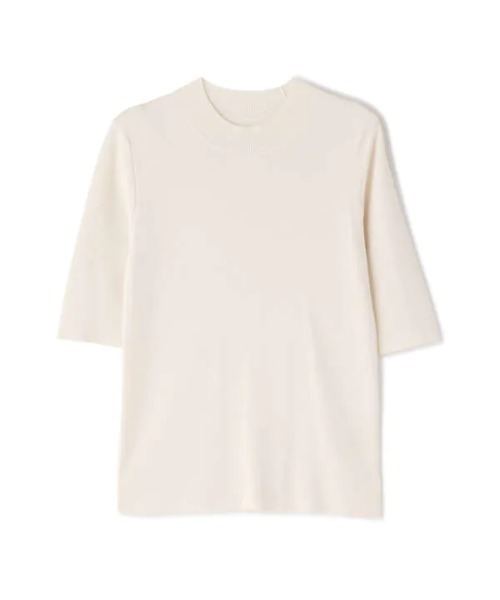 N.（N. Natural Beauty Basic）（エヌエヌナチュラルビューティーベーシック）の「◆総針ボトルネック五分袖ニット（ニット/セーター・レディース・ブラック/オフホワイト/ホワイト×ネイビー/ブラウン/ベージュ/ライトグリーン・MEDIUM）」の22枚目の写真