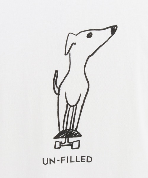 UN-FILLED(アンフィルド)の「mt7308 - Dog illustration print Tee(Tシャツ/カットソー・レディース・ホワイト/チャコールグレー/サンドベージュ・MEDIUM/LARGE)」の6枚目の写真