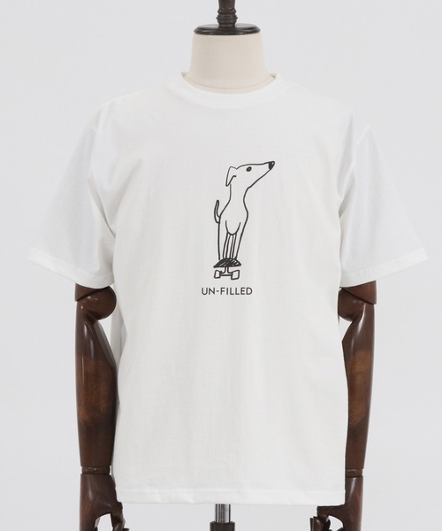 UN-FILLED(アンフィルド)の「mt7308 - Dog illustration print Tee(Tシャツ/カットソー・レディース・ホワイト/チャコールグレー/サンドベージュ・MEDIUM/LARGE)」の13枚目の写真