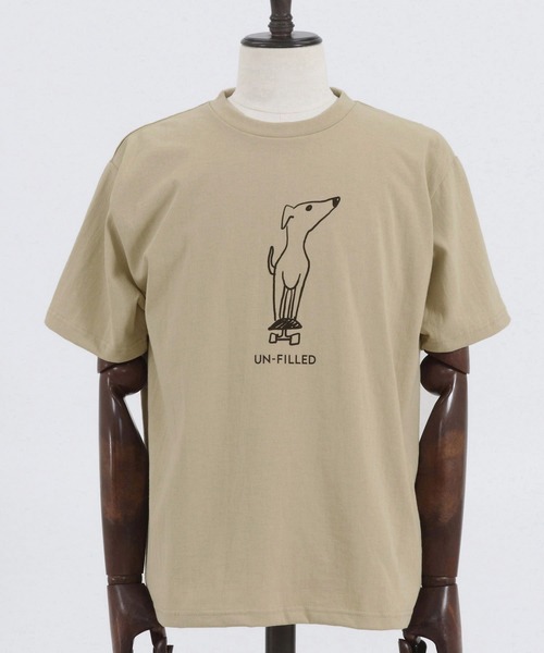 UN-FILLED(アンフィルド)の「mt7308 - Dog illustration print Tee(Tシャツ/カットソー・レディース・ホワイト/チャコールグレー/サンドベージュ・MEDIUM/LARGE)」の8枚目の写真