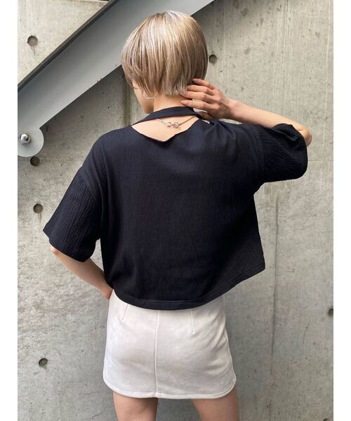 EMODA（エモダ）の「シャーリングプリントショートTシャツ（Tシャツ/カットソー・レディース・ブラウン/ブラック/ホワイト・FREE）」の11枚目の写真