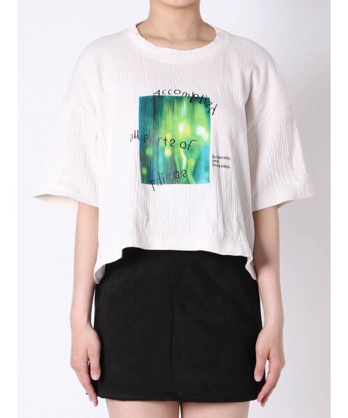 EMODA（エモダ）の「シャーリングプリントショートTシャツ（Tシャツ/カットソー・レディース・ブラウン/ブラック/ホワイト・FREE）」の17枚目の写真