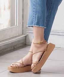 コードナローストラップ厚底サンダル