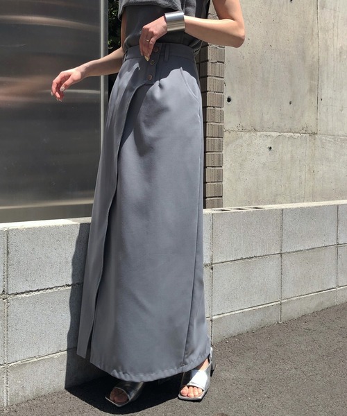 &g'aime（アンジェム）の「【&g'aime】ラップライクロングスカート（スカート・レディース・ライトブルー/グレイッシュベージュ/チャコール・FREE）」の14枚目の写真
