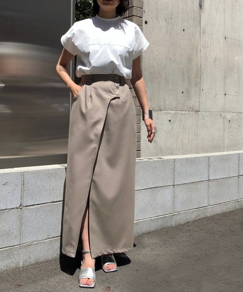 &g'aime（アンジェム）の「【&g'aime】ラップライクロングスカート（スカート・レディース・ライトブルー/グレイッシュベージュ/チャコール・FREE）」の19枚目の写真