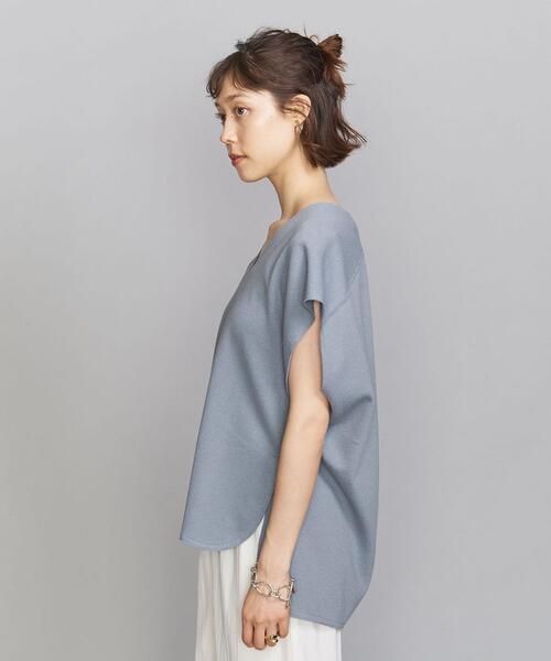 BEAUTY&YOUTH UNITED ARROWS（ビューティーアンドユースユナイテッドアローズ）の「BY ブークレVネックフレンチスリーブカットソー（Tシャツ/カットソー・レディース・ブラック/オフホワイト/コバルトブルー・FREE）」の12枚目の写真