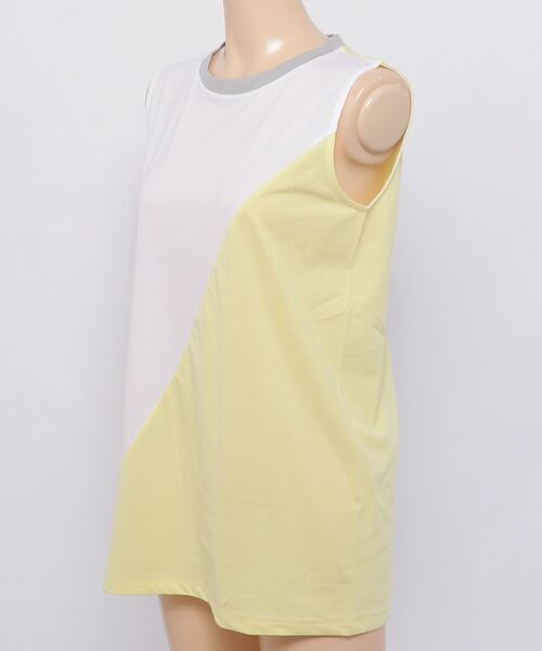 NERGY(ナージー)の「ナージージャパン NERGY フィットネス タンクトップ カラーブロッキングタンク(タンクトップ・レディース・ホワイト×イエロー・FREE)」の2枚目の写真