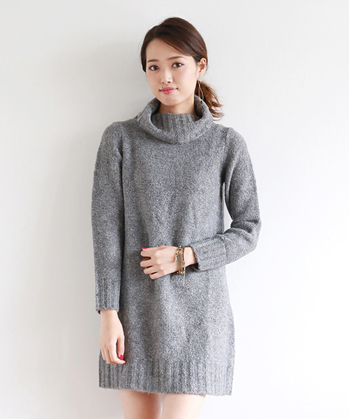 BEAMS LIGHTS Women's(ビームスライツ ウィメンズ)の「BEAMS LIGHTS / タートルネック ロングスリーブワンピース(ワンピース・レディース・グレー/ベージュ/ネイビー・FREE)」の2枚目の写真