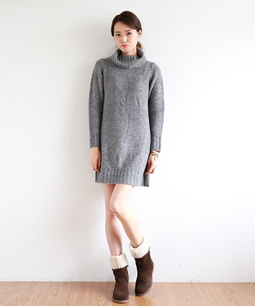 BEAMS LIGHTS Women's(ビームスライツ ウィメンズ)の「BEAMS LIGHTS / タートルネック ロングスリーブワンピース(ワンピース・レディース・グレー/ベージュ/ネイビー・FREE)」の6枚目の写真