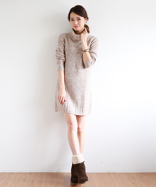 BEAMS LIGHTS Women's(ビームスライツ ウィメンズ)の「BEAMS LIGHTS / タートルネック ロングスリーブワンピース(ワンピース・レディース・グレー/ベージュ/ネイビー・FREE)」の7枚目の写真