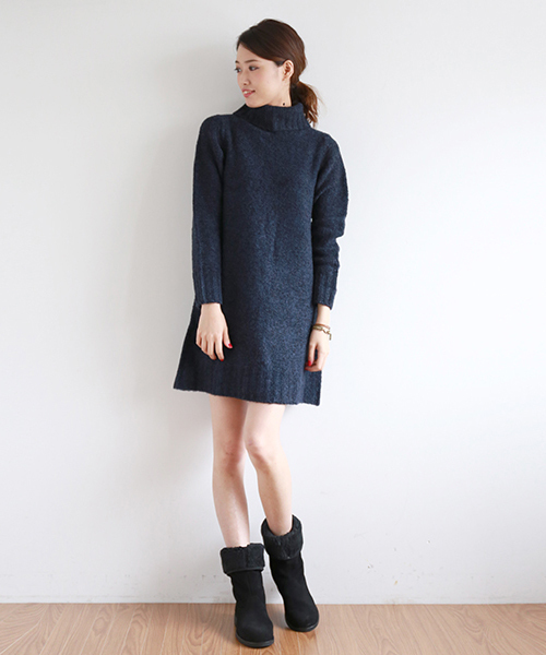 BEAMS LIGHTS Women's(ビームスライツ ウィメンズ)の「BEAMS LIGHTS / タートルネック ロングスリーブワンピース(ワンピース・レディース・グレー/ベージュ/ネイビー・FREE)」の8枚目の写真