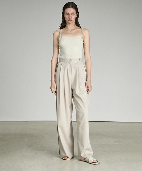 UNSPOKEN（アンスポクン）の「【UNSPOKEN】Side ruffle wide pants UX21K038（スラックス・レディース・アイボリー・L/M/S）」の2枚目の写真