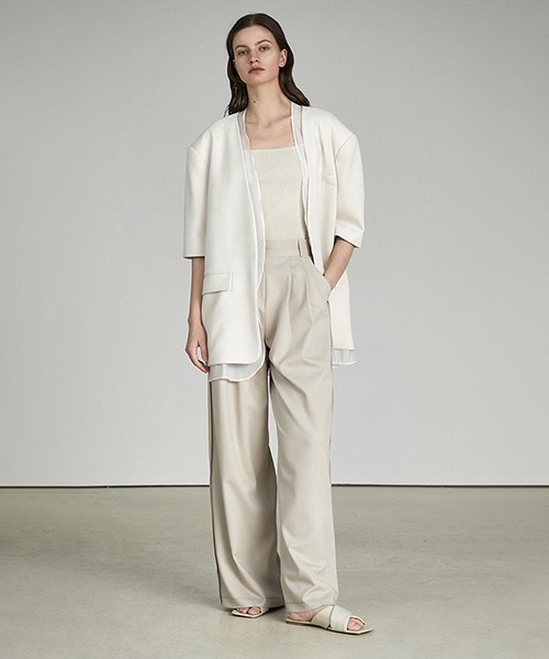 UNSPOKEN（アンスポクン）の「【UNSPOKEN】Side ruffle wide pants UX21K038（スラックス・レディース・アイボリー・L/M/S）」の10枚目の写真