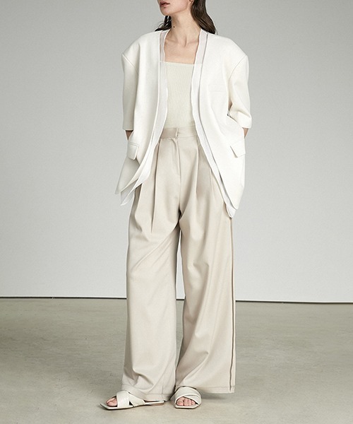 UNSPOKEN（アンスポクン）の「【UNSPOKEN】Side ruffle wide pants UX21K038（スラックス・レディース・アイボリー・L/M/S）」の14枚目の写真