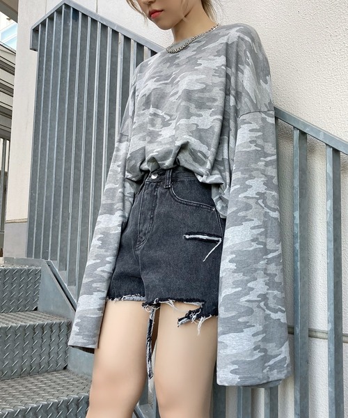 Figments（フィグメンツ）の「ダメージデニムショーパン（デニムパンツ・レディース・ブラック/ブルー系その他・M/S）」の4枚目の写真