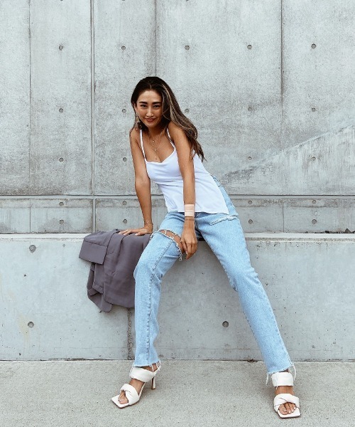 esutoreja(エストレジャ)の「アシンメトリースリットキャミソール(キャミソール・レディース・ホワイト/ブラック/ブラウン/グリーン・FREE)」の21枚目の写真