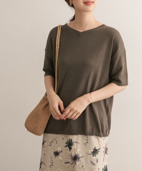 URBAN RESEARCH DOORS（アーバンリサーチドアーズ）の「高機能リネンニットTシャツ（Tシャツ/カットソー・レディース・ネイビー/ブラウン/ベージュ系その他・ONE）」の12枚目の写真