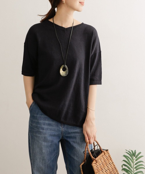 URBAN RESEARCH DOORS（アーバンリサーチドアーズ）の「高機能リネンニットTシャツ（Tシャツ/カットソー・レディース・ネイビー/ブラウン/ベージュ系その他・ONE）」の14枚目の写真