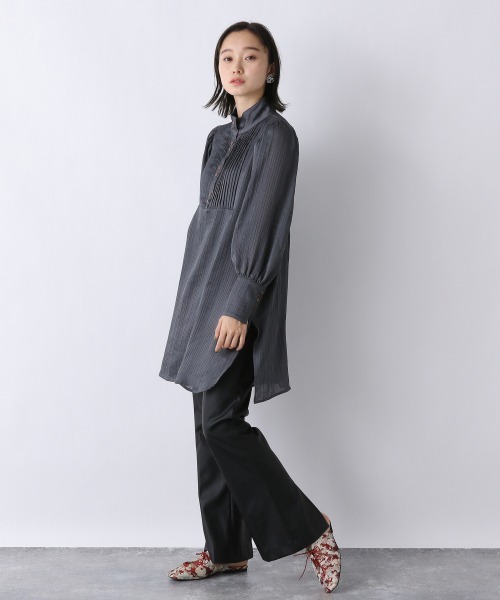 JEANASIS（ジーナシス）の「リンクルシアーハイネックチュニック/958377（シャツ/ブラウス・レディース・ブラック/その他/ベージュ/ダークグレー・FREE）」の8枚目の写真