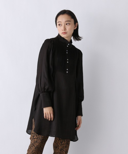 JEANASIS（ジーナシス）の「リンクルシアーハイネックチュニック/958377（シャツ/ブラウス・レディース・ブラック/その他/ベージュ/ダークグレー・FREE）」の7枚目の写真