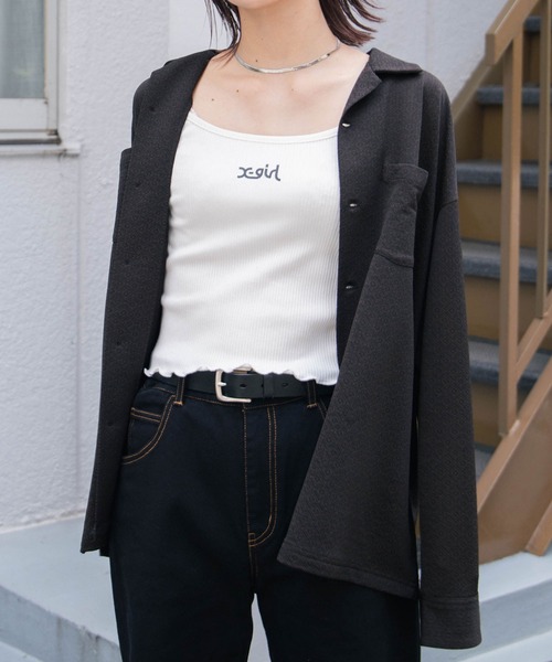 X-girl(エックスガール)の「JACQUARD JERSEY L/S SHIRT(シャツ/ブラウス・レディース・ブラウン/グリーン・S/M)」の1枚目の写真