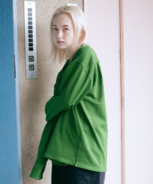 X-girl(エックスガール)の「JACQUARD JERSEY L/S SHIRT(シャツ/ブラウス・レディース・ブラウン/グリーン・S/M)」の21枚目の写真