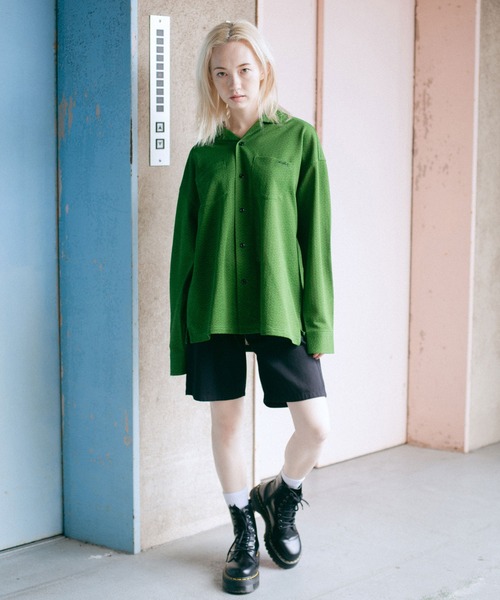 X-girl(エックスガール)の「JACQUARD JERSEY L/S SHIRT(シャツ/ブラウス・レディース・ブラウン/グリーン・S/M)」の6枚目の写真