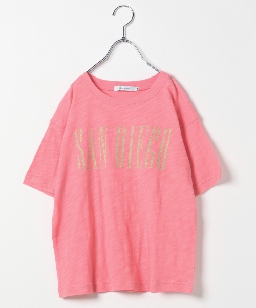 JEANASIS(ジーナシス)の「【KIDS】USEDロゴBIGTEE/216565(Tシャツ/カットソー・キッズ・ホワイト/ブラック/ピンク・120/140)」の3枚目の写真