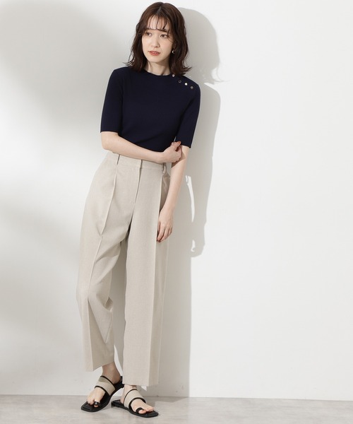 N.（N. Natural Beauty Basic）（エヌエヌナチュラルビューティーベーシック）の「【追加生産】◆ショルダーボタンリブニット（ニット/セーター・レディース・オフホワイト/ライトグリーン/ネイビー・MEDIUM）」の8枚目の写真