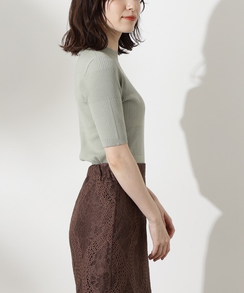 N.（N. Natural Beauty Basic）（エヌエヌナチュラルビューティーベーシック）の「【追加生産】◆ショルダーボタンリブニット（ニット/セーター・レディース・オフホワイト/ライトグリーン/ネイビー・MEDIUM）」の10枚目の写真