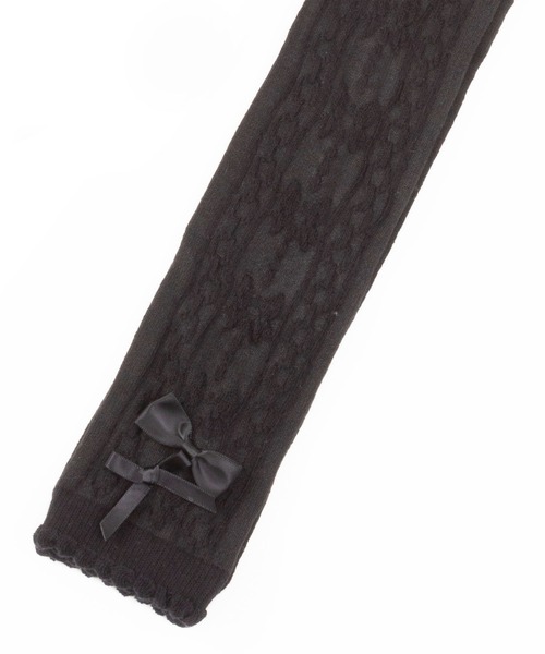 KP DECO（ケーピーデコ）の「リボン付きフロート編みタイツスパッツとソックスのセット(105-135cm)（レギンス/スパッツ・キッズ・ブラック/オフホワイト/パープル・135/120cm/105cm）」の4枚目の写真