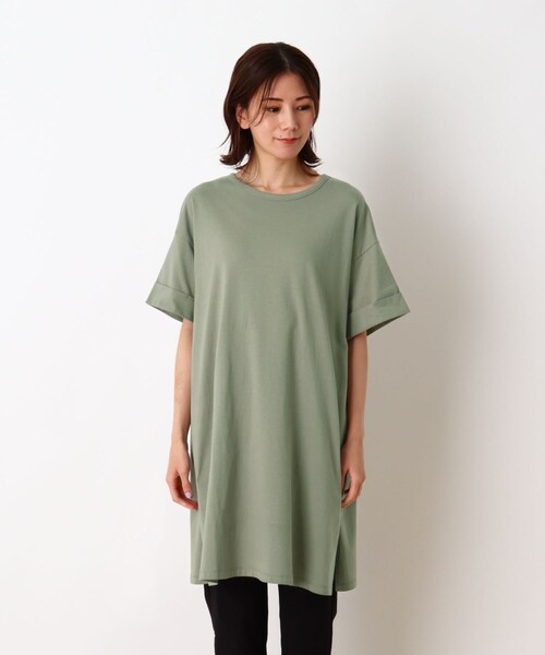 SHOO・LA・RUE（シューラルー）の「◆コットンゆるシルエットワンピース（ワンピース・レディース・チャコールグレー/カーキ/ブラック/ブラック系2・00）」の5枚目の写真