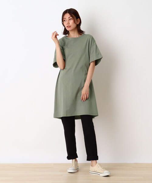 SHOO・LA・RUE（シューラルー）の「◆コットンゆるシルエットワンピース（ワンピース・レディース・チャコールグレー/カーキ/ブラック/ブラック系2・00）」の12枚目の写真