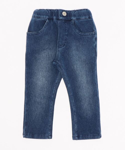 Moujonjon(ムージョンジョン)の「デニムニット柄込パンツ(デニムパンツ・キッズ・ブルー/その他1/その他3・90/100/110/120/80/130/95/140)」の2枚目の写真