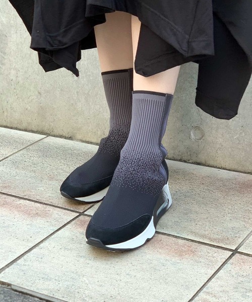 ASH（アッシュ）の「【LIBERRTY SOCK】ミドル丈ニットスニーカー（スニーカー・レディース・ブラック×グレー/ブラック×カーキ・40/38/39/35/36/37）」の7枚目の写真