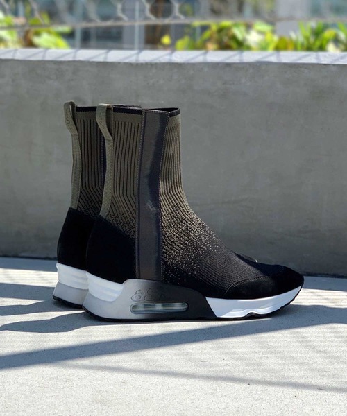 ASH（アッシュ）の「【LIBERRTY SOCK】ミドル丈ニットスニーカー（スニーカー・レディース・ブラック×グレー/ブラック×カーキ・40/38/39/35/36/37）」の3枚目の写真