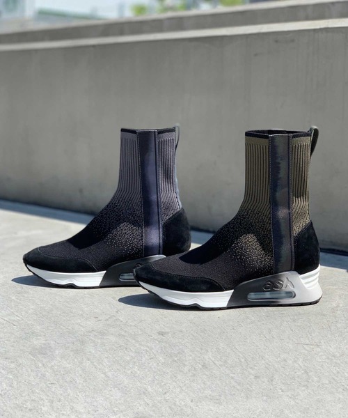 ASH（アッシュ）の「【LIBERRTY SOCK】ミドル丈ニットスニーカー（スニーカー・レディース・ブラック×グレー/ブラック×カーキ・40/38/39/35/36/37）」の9枚目の写真