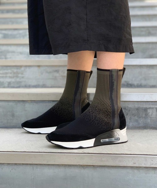 ASH（アッシュ）の「【LIBERRTY SOCK】ミドル丈ニットスニーカー（スニーカー・レディース・ブラック×グレー/ブラック×カーキ・40/38/39/35/36/37）」の13枚目の写真