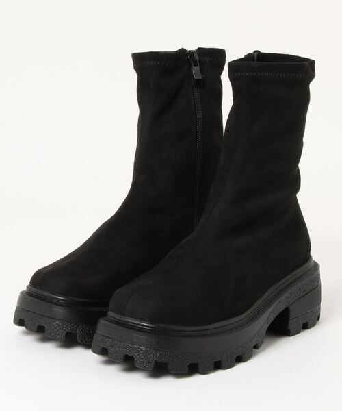 Mafmof（マフモフ）の「Mafmof(マフモフ) ボリュームソールスクエアストレッチ ブーツ（ブーツ・レディース・ベージュ/ブラック系その他/ブラック/ブラウン・L/M/S/LL）」の2枚目の写真