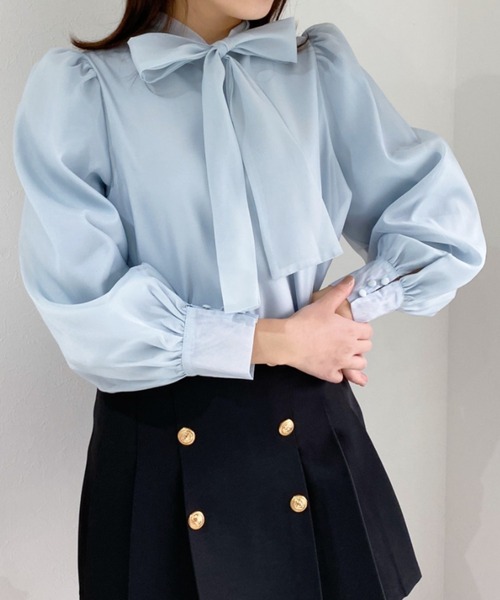 Loueme（ルエム）の「2WAYボリュームスリーブ ボウタイブラウス（シャツ/ブラウス・レディース・アイボリー/ピンク/サックスブルー/ブラック・FREE）」の3枚目の写真