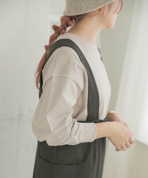 ITEMS URBANRESEARCH（アイテムズ アーバンリサーチ）の「ラウンドロングTシャツ（Tシャツ/カットソー・レディース・スミクロ/オフホワイト/グレー系その他/モカ・FREE）」の4枚目の写真