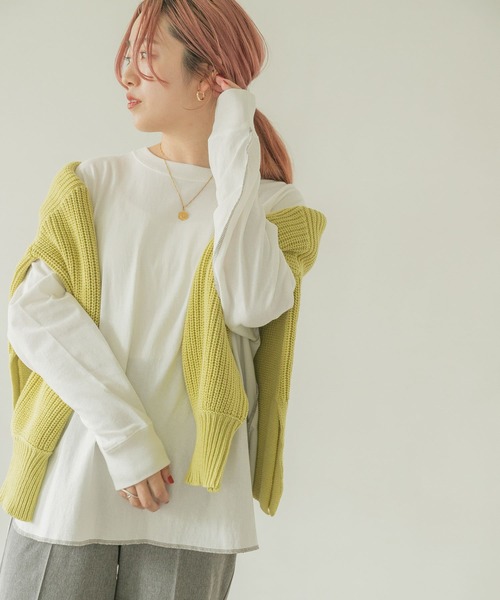 ITEMS URBANRESEARCH（アイテムズ アーバンリサーチ）の「ラウンドロングTシャツ（Tシャツ/カットソー・レディース・スミクロ/オフホワイト/グレー系その他/モカ・FREE）」の2枚目の写真