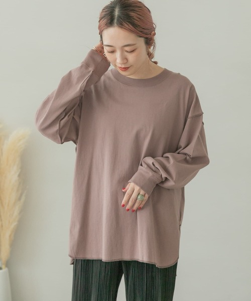 ITEMS URBANRESEARCH（アイテムズ アーバンリサーチ）の「ラウンドロングTシャツ（Tシャツ/カットソー・レディース・スミクロ/オフホワイト/グレー系その他/モカ・FREE）」の17枚目の写真