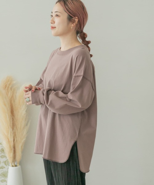 ITEMS URBANRESEARCH（アイテムズ アーバンリサーチ）の「ラウンドロングTシャツ（Tシャツ/カットソー・レディース・スミクロ/オフホワイト/グレー系その他/モカ・FREE）」の15枚目の写真